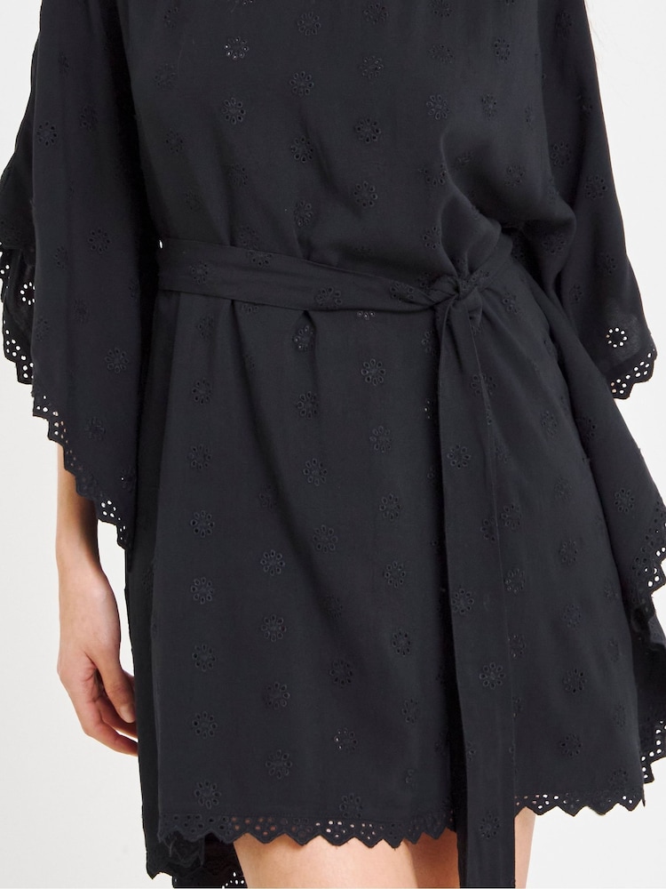 JD Williams Black Beach To Beach Broderie Beach Kaftan - Image 4 of 4