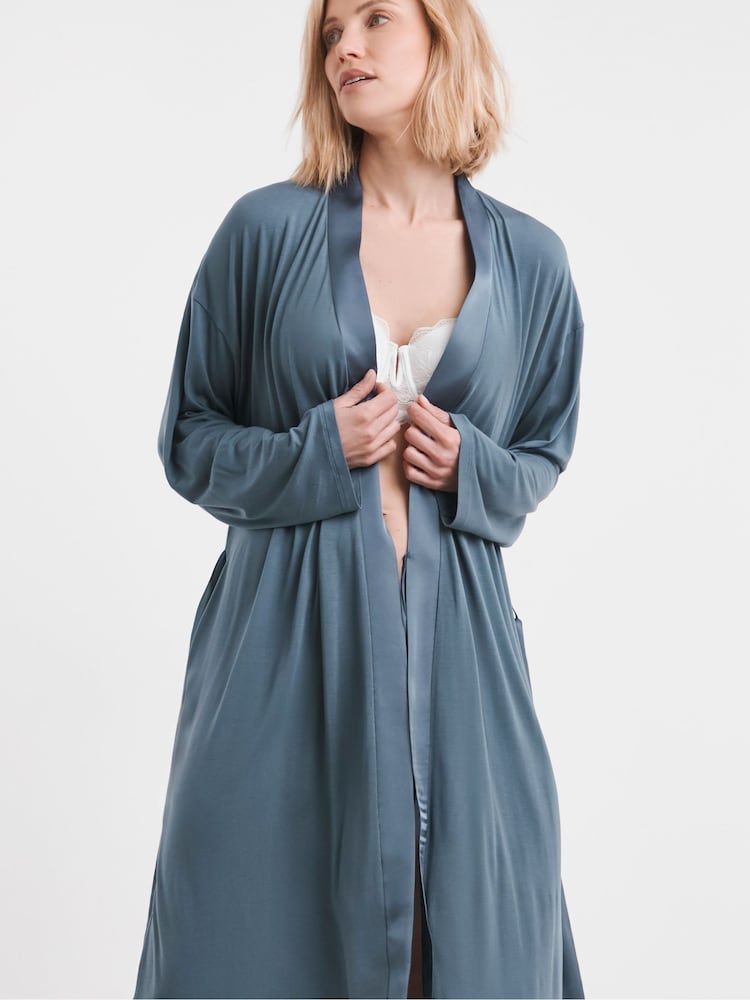 JD Williams Blue Viscose Satin Midi Gown - Image 1 of 4