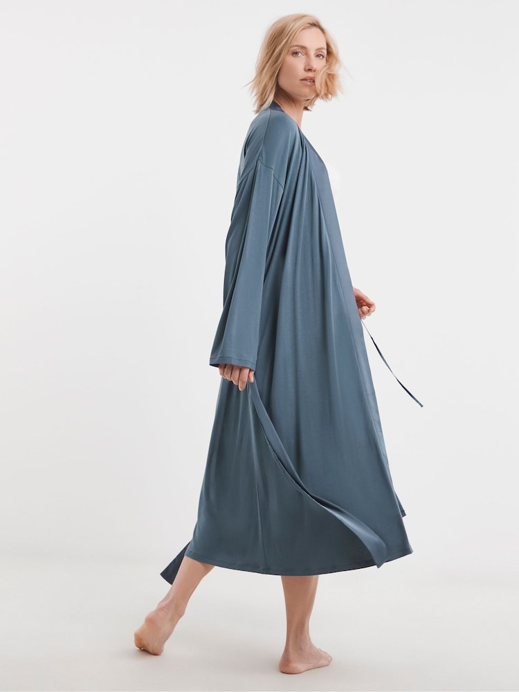 JD Williams Blue Viscose Satin Midi Gown - Image 2 of 4