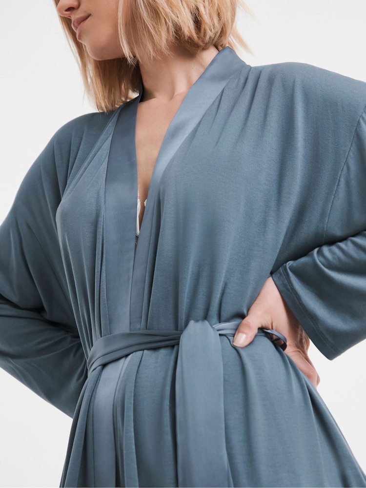 JD Williams Blue Viscose Satin Midi Gown - Image 4 of 4