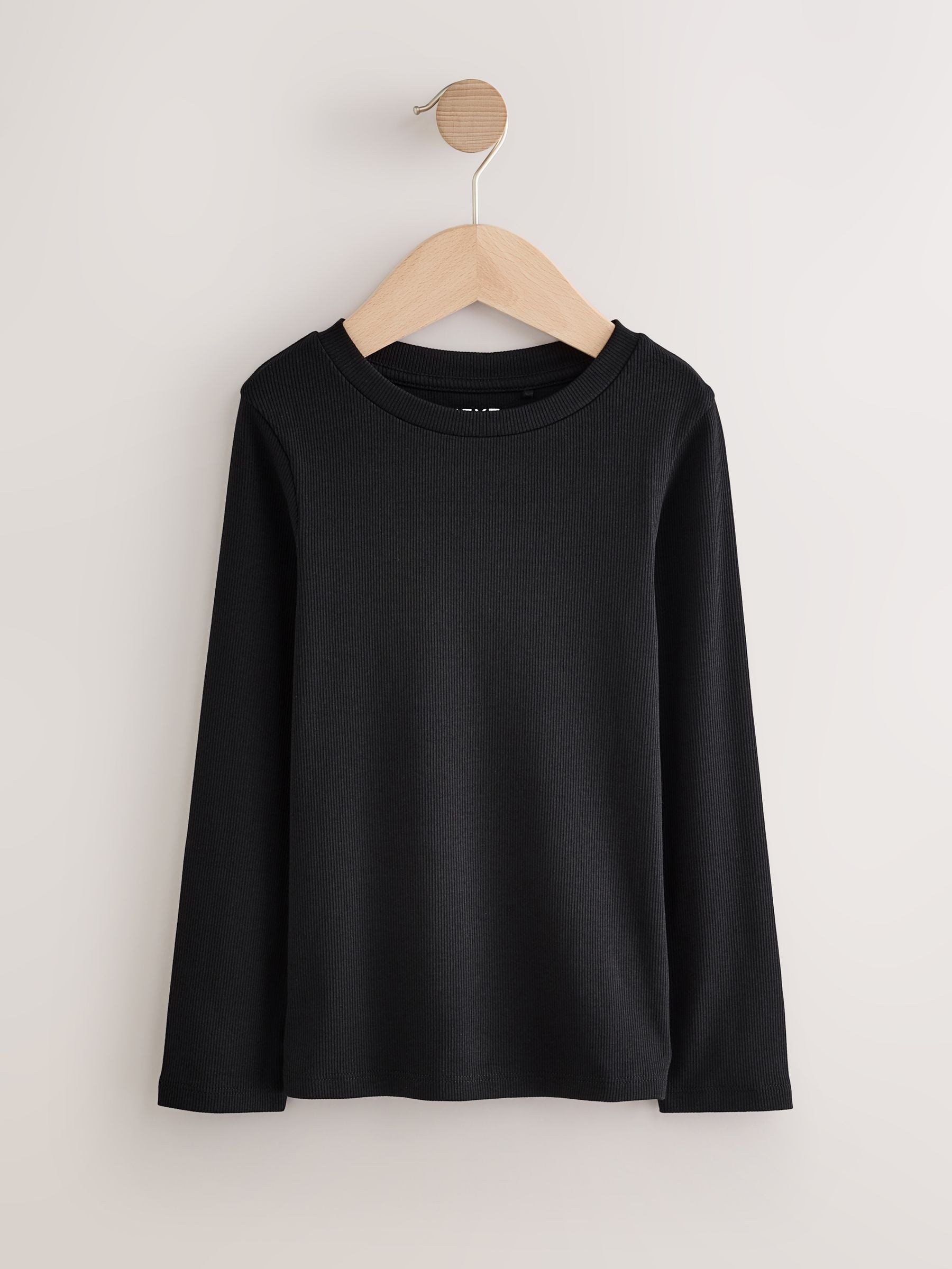 Buy Black/Pink/White Long Sleeve Ribbed Tops 3 Pack (3-16yrs) from