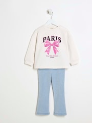 River Island Cream Girls Bow Sweater Set - Image 1 of 6