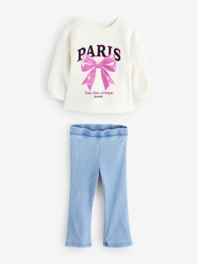 River Island Cream Girls Bow Sweater Set - Image 2 of 6