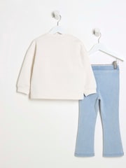 River Island Cream Girls Bow Sweater Set - Image 4 of 6