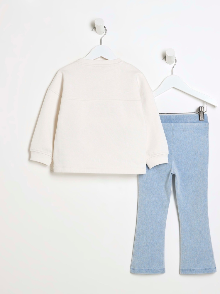 River Island Cream Girls Bow Sweater Set - Image 4 of 6