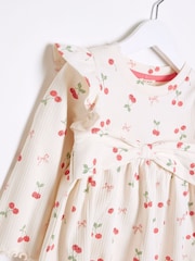River Island Light Cream Girls Bow Rib Peplum Top Set - Image 5 of 5