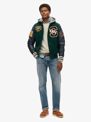 Superdry Green Hooded College Patched Bomber Jacket - Image 4 of 5