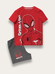 Brand Threads Red Spiderman 100% Cotton Top and Short Set - Image 1 of 2