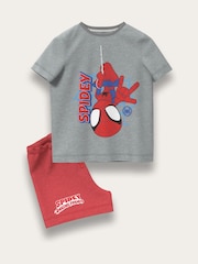 Brand Threads Grey & Red Spidey and His Amazing Friends 100% Cotton Top and Short Set - Image 1 of 2