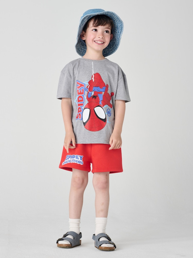 Brand Threads Grey & Red Spidey and His Amazing Friends 100% Cotton Top and Short Set - Image 1 of 5 Brand Threads Grey & Red Spidey and His Amazing Friends 100% Cotton Top and Short Set - Image 1 of 5