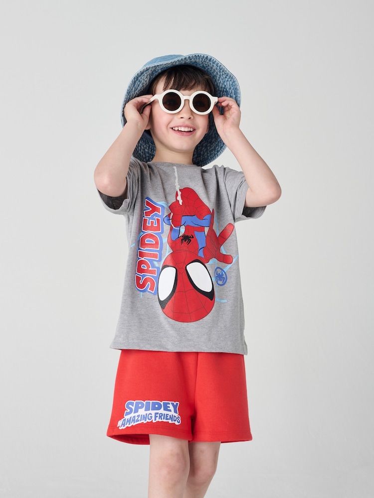 Brand Threads Grey & Red Spidey and His Amazing Friends 100% Cotton Top and Short Set - Image 2 of 5 Brand Threads Grey & Red Spidey and His Amazing Friends 100% Cotton Top and Short Set - Image 2 of 5
