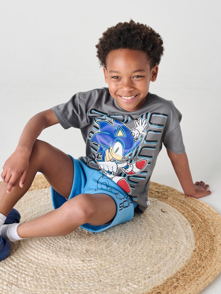 Brand Threads Grey 100% Cotton Sonic The Hedgehog Top and Short Set - Image 2 of 4 Brand Threads Grey 100% Cotton Sonic The Hedgehog Top and Short Set - Image 2 of 4