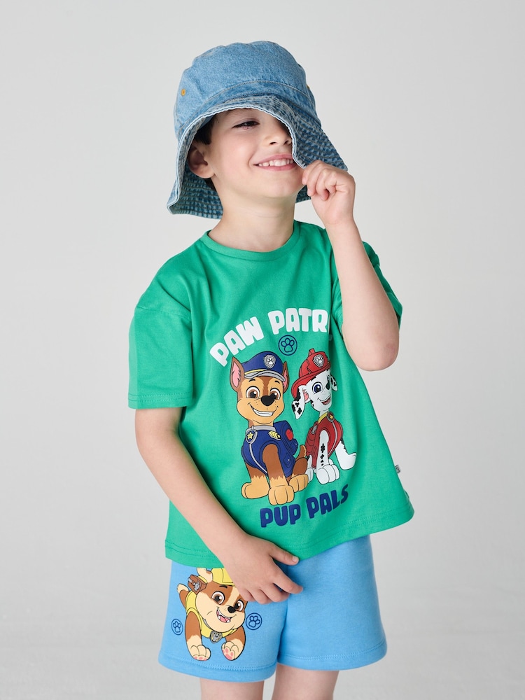Brand Threads Green & Blue Paw Patrol 100% Cotton Top and Short Set - Image 1 of 5