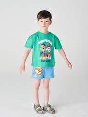 Brand Threads Green & Blue Paw Patrol 100% Cotton Top and Short Set - Image 2 of 5