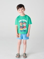Brand Threads Green & Blue Paw Patrol 100% Cotton Top and Short Set - Image 3 of 5