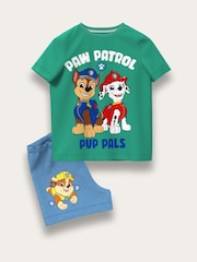 Brand Threads Green & Blue Paw Patrol 100% Cotton Top and Short Set - Image 4 of 5