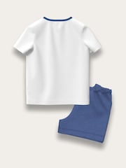 Brand Threads White & Blue Mickey Mouse 100% Cotton Top and Short Set - Image 2 of 2