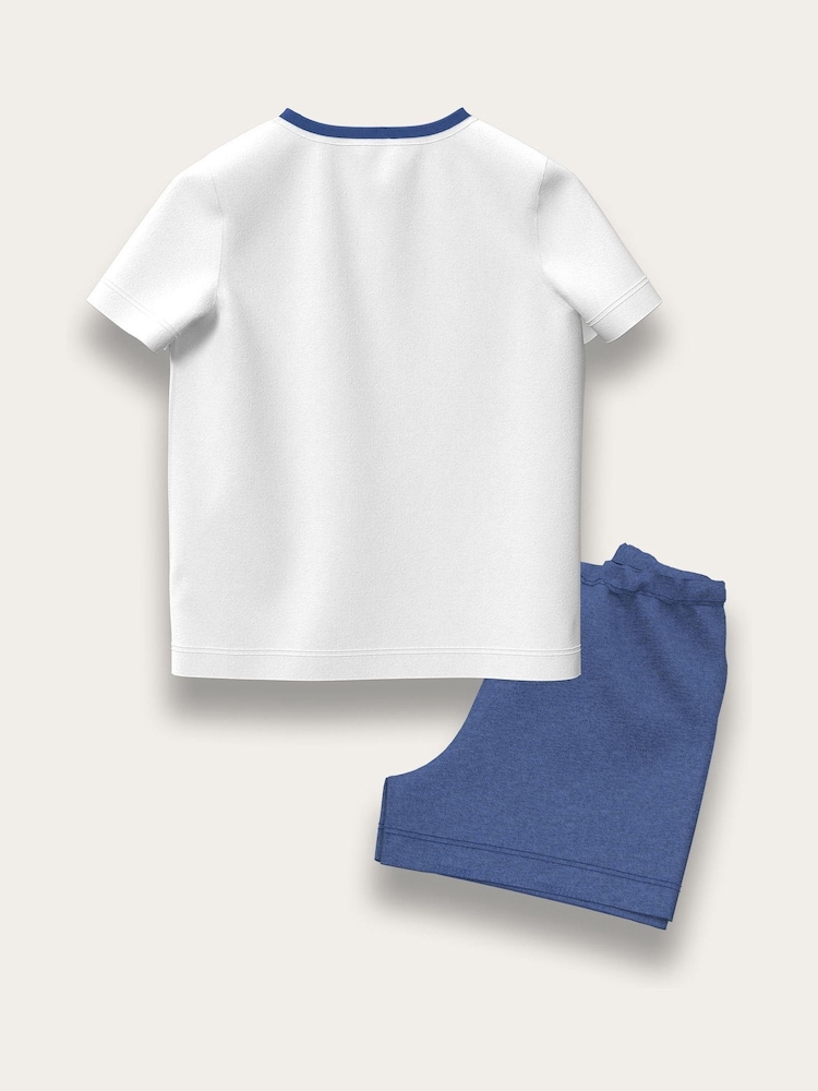 Brand Threads White & Blue Mickey Mouse 100% Cotton Top and Short Set - Image 2 of 2