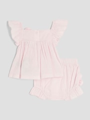 River Island Pink Baby Girls Smock 3D 100% Cotton Flower Set - Image 2 of 5