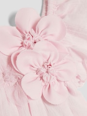 River Island Pink Baby Girls Smock 3D 100% Cotton Flower Set - Image 4 of 5