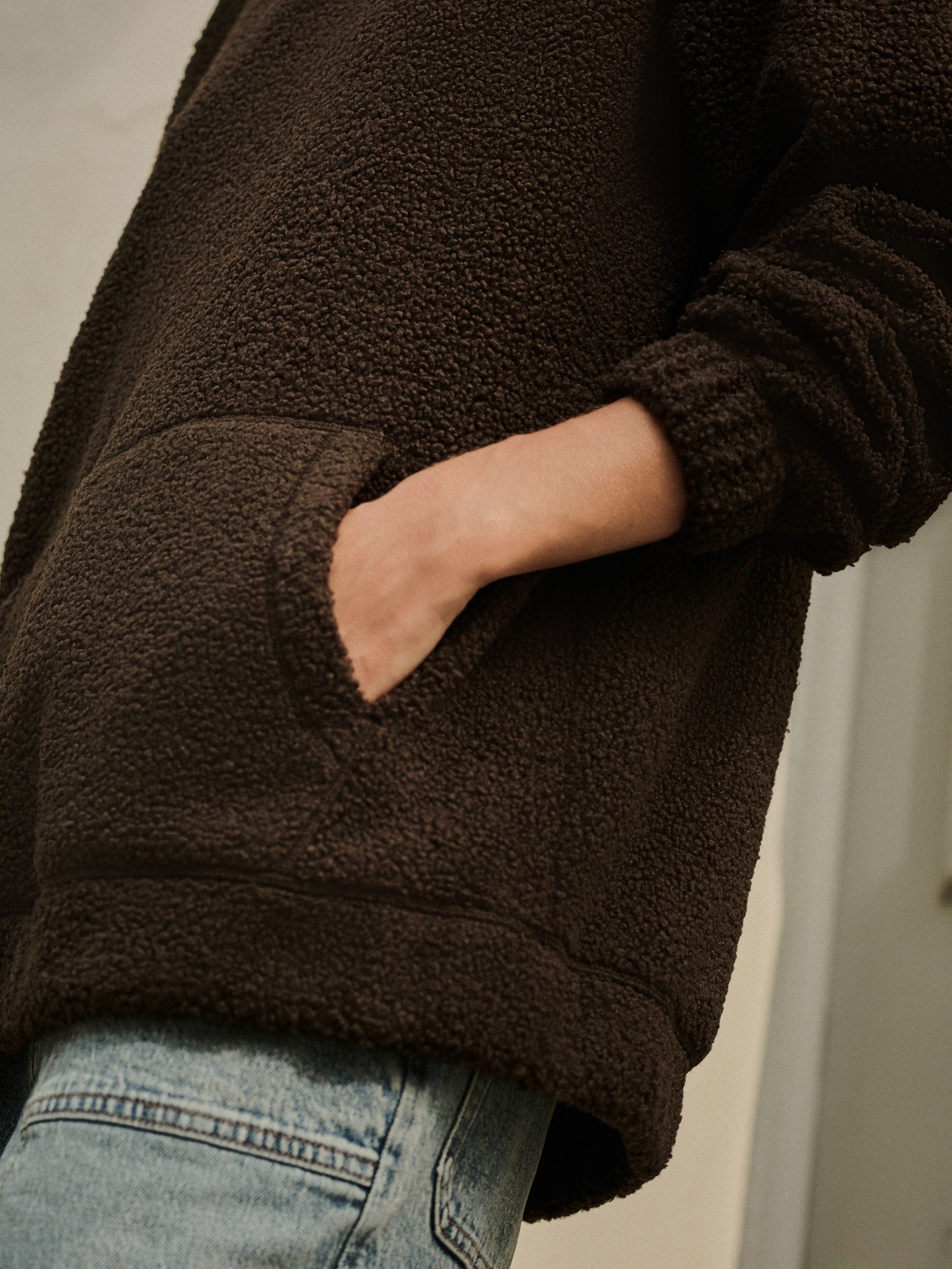 Buy Chocolate Brown Soft Teddy Borg Longsleeve Hoodie from Next USA
