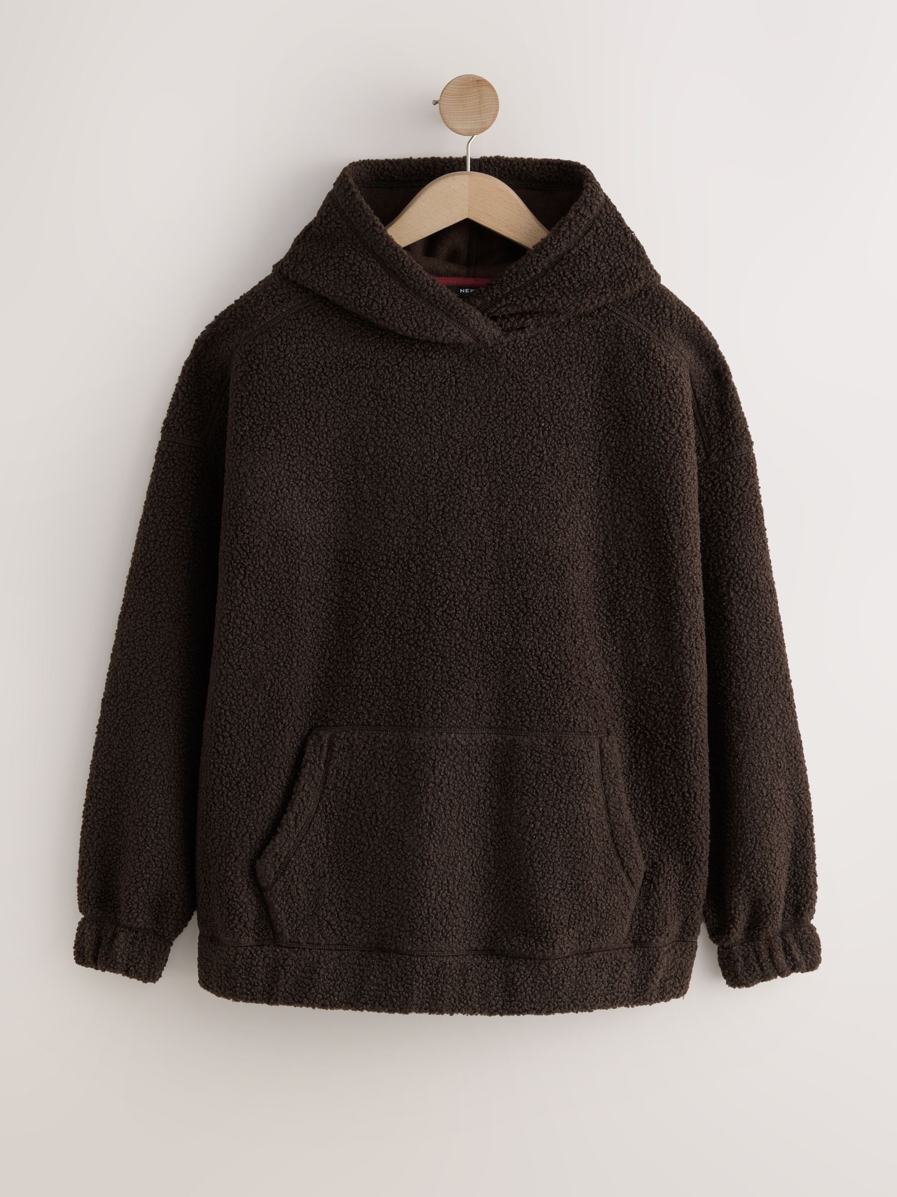 Buy Chocolate Brown Soft Teddy Borg Longsleeve Hoodie from Next USA