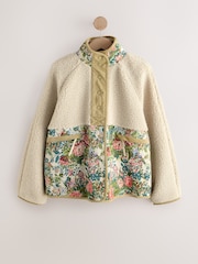 bež/rožnata rožast vzorec potisk; vzorec - Polyester Borg Woven Button Through Jacket - Slika 1 iz 4