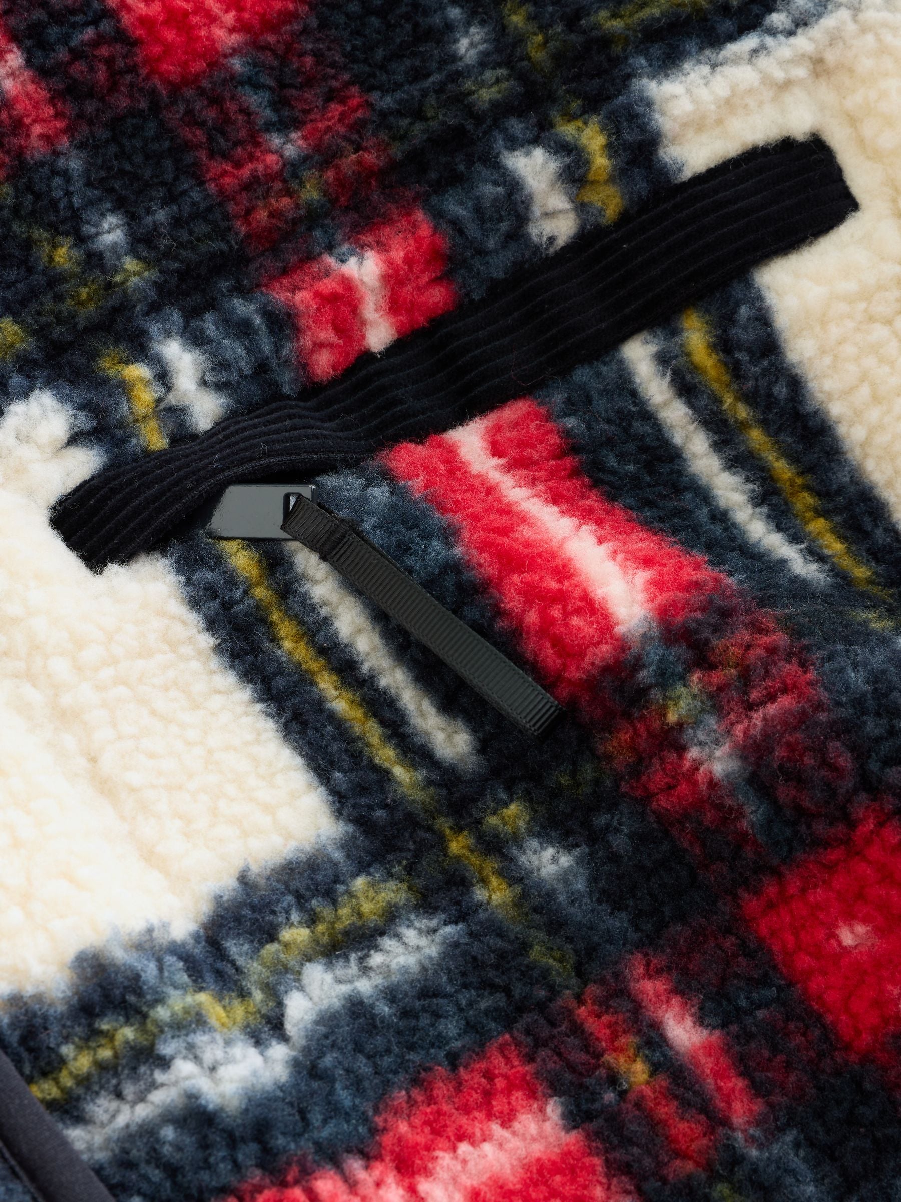 Buy Black/White/Red Check Cosy Teddy Borg Woven Mix Button Through
