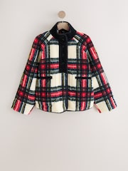 Black/White Red/Black - Polyester Borg Woven Button Through Jacket - Slika 6 iz 10