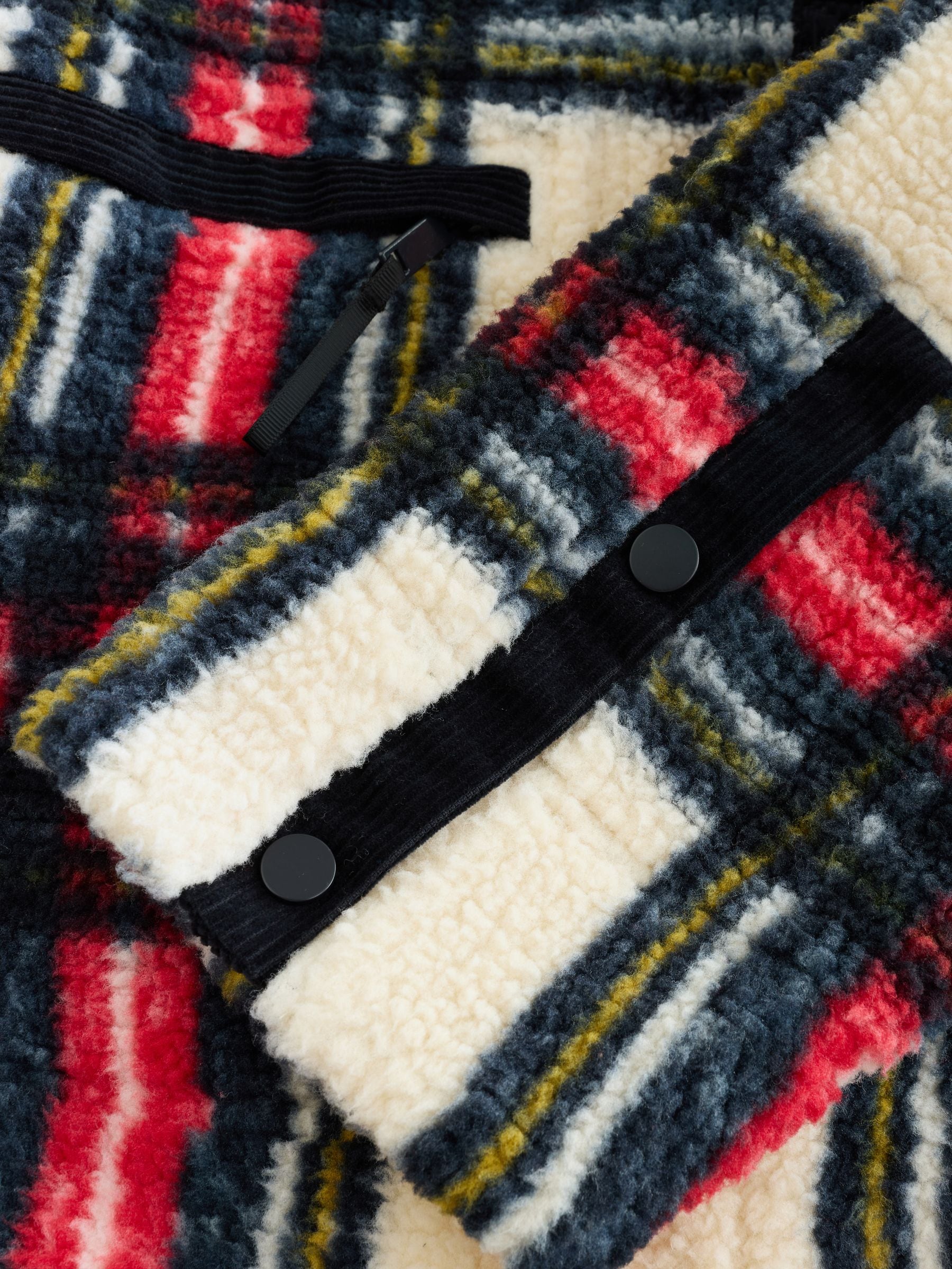 Buy Black/White/Red Check Cosy Teddy Borg Woven Mix Button Through