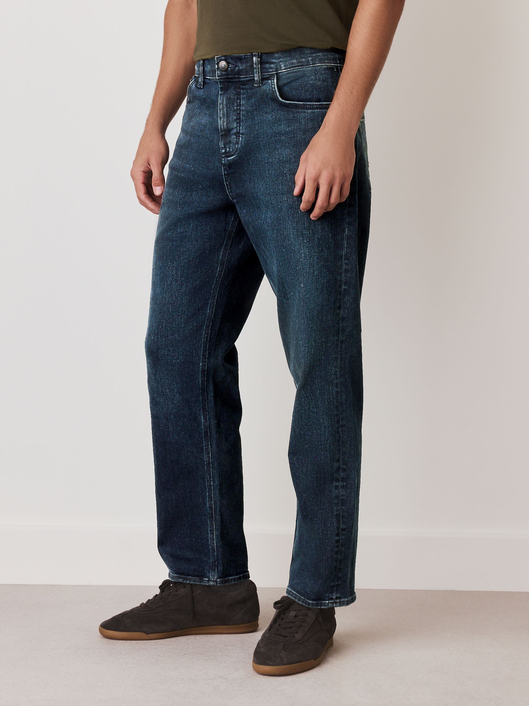 Buy Blue Straight Fit Premium Crosshatch Denim Jeans from Next USA