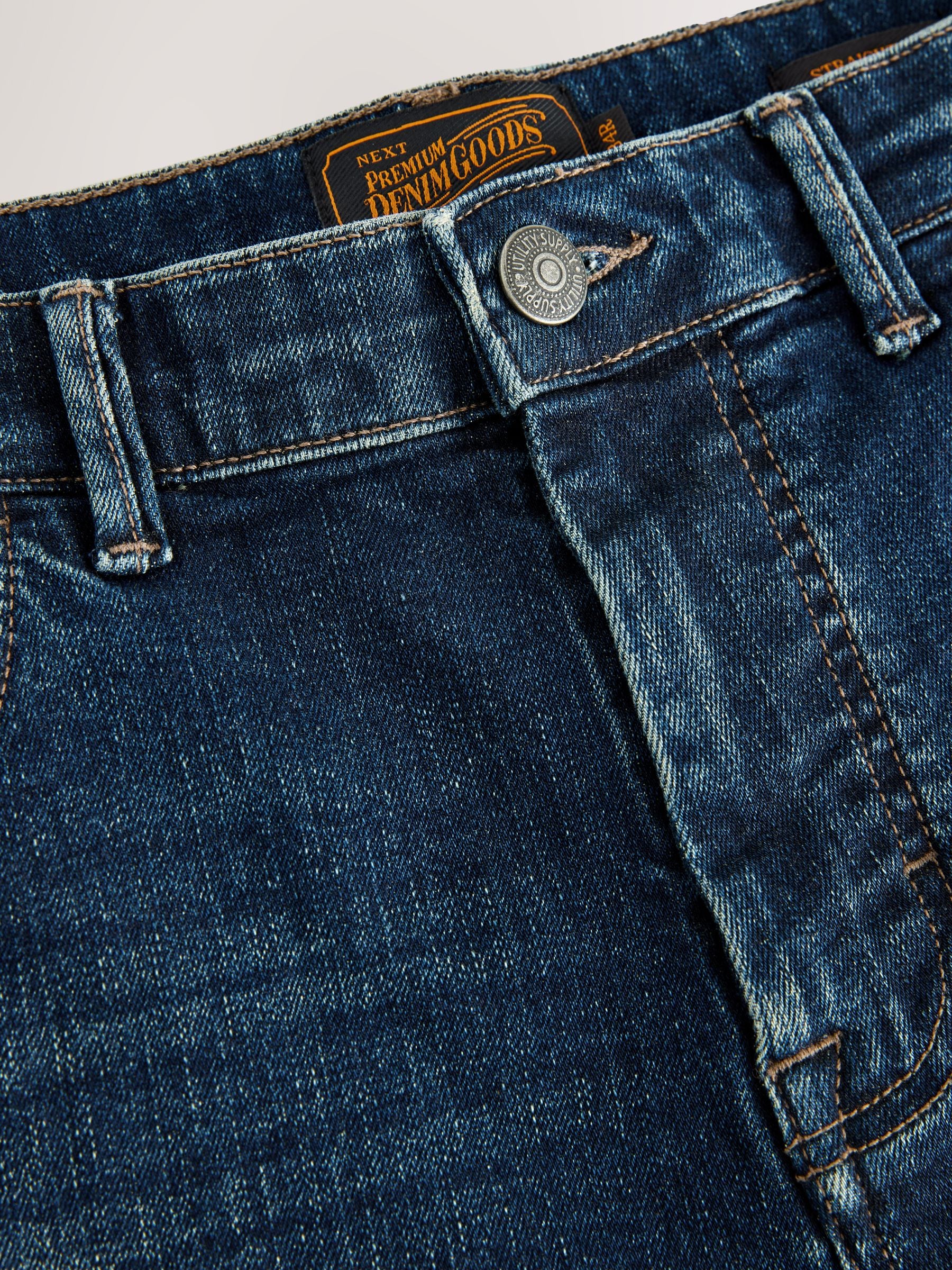 Buy Blue Straight Fit Premium Crosshatch Denim Jeans from Next USA