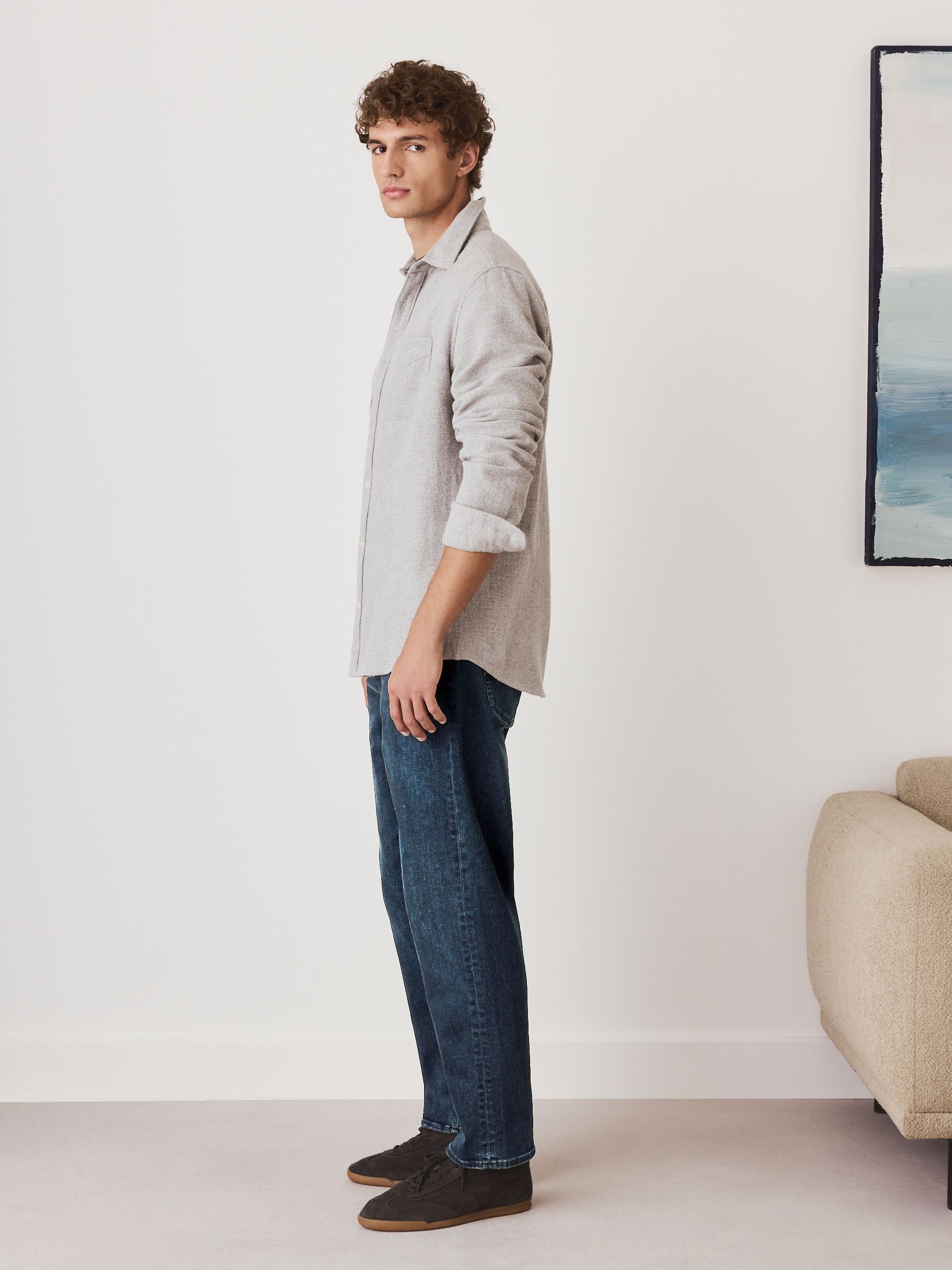 Buy Blue Straight Fit Premium Crosshatch Denim Jeans from Next USA