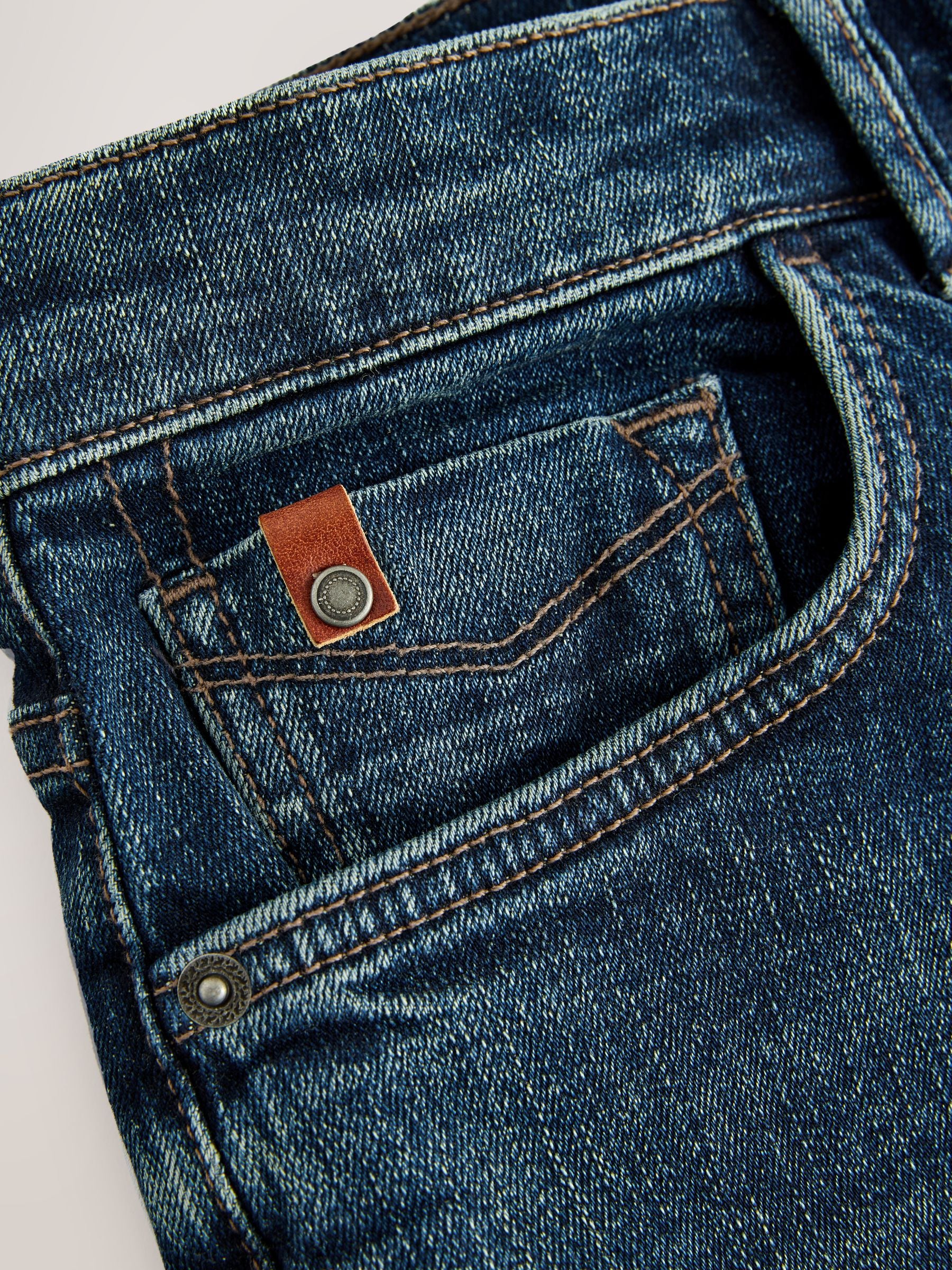Buy Blue Straight Fit Premium Crosshatch Denim Jeans from Next USA