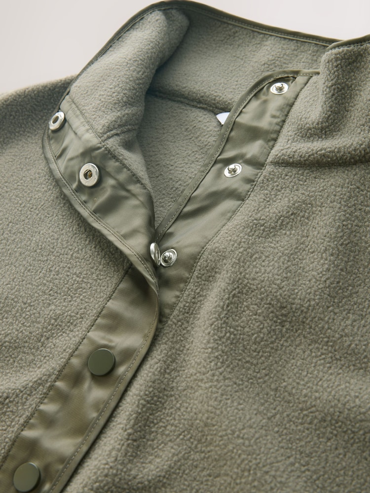 Verde oliva - Popper Neckline Detailing Longsleeve Ribbed Crewneck Sweatshirt - Imagem 8 de 8