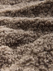 Chocolate Mocha Brown Fluffy Borg Cable Button Through Cardigan Fleece - Image 7 of 9