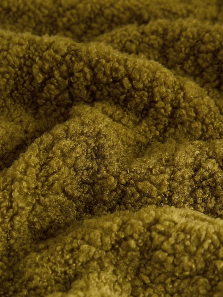 Olive Green Fluffy Soft Borg Cable Long Sleeve Crew Neck Sweatshirt - Image 7 of 7