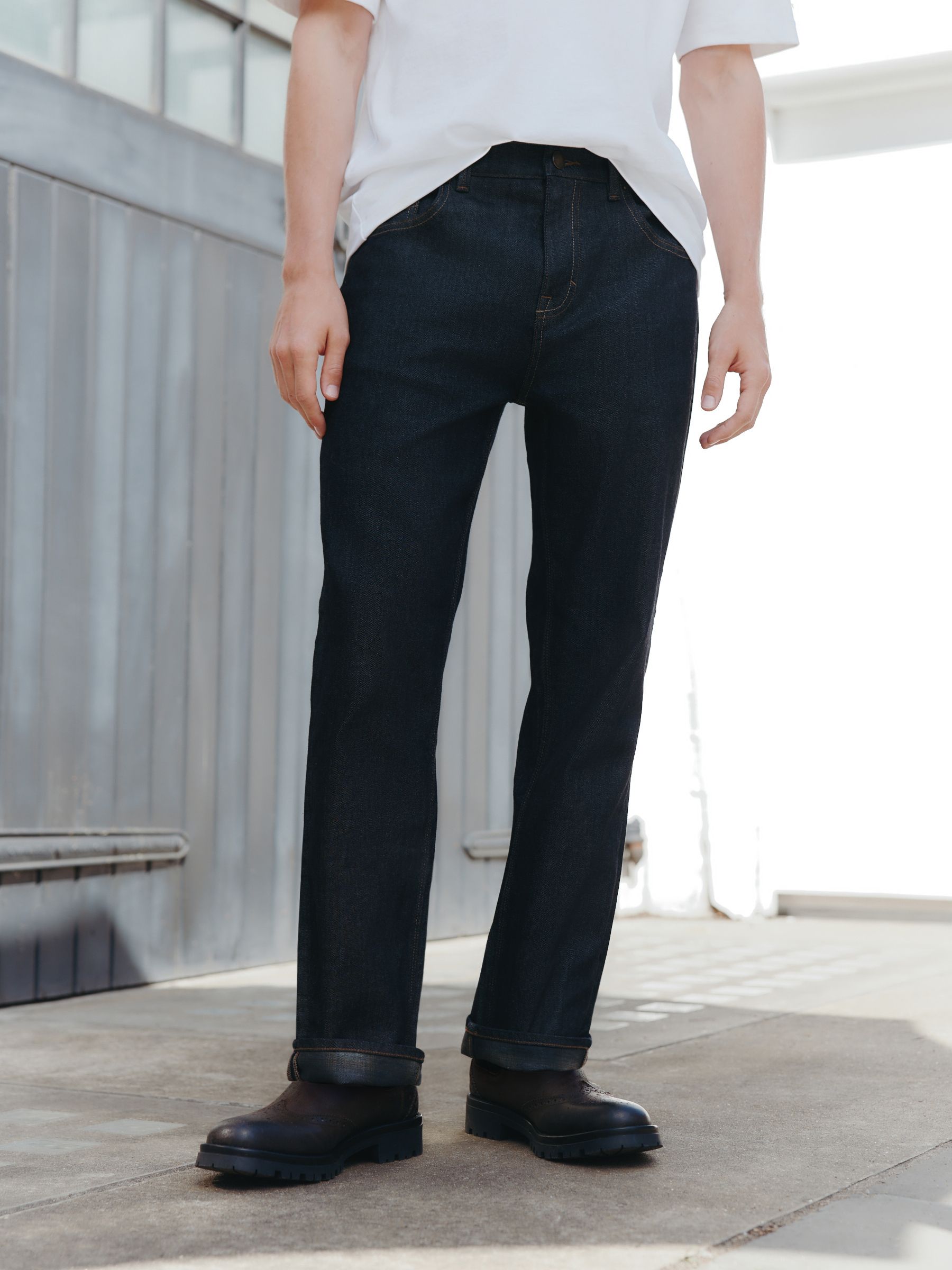 Buy Blue Indigo Rinse Straight Fit Signature Brushed Cosy Check