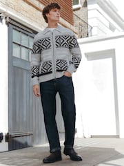 Blue Indigo Rinse Straight Fit Signature Brushed Cosy Check Denim Jeans - Image 2 of 11