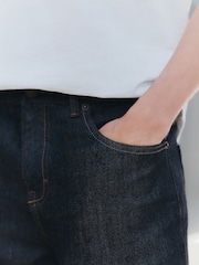 Blue Indigo Rinse Straight Fit Signature Brushed Cosy Check Denim Jeans - Image 4 of 11