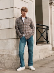 Blue Straight Fit Signature Brushed Cosy Denim Jeans With Wool - Image 2 of 9