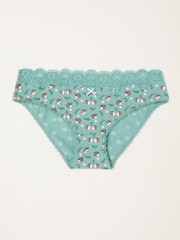 FatFace Green Haze Festive Hedgehog Classic Knickers - Image 1 of 2