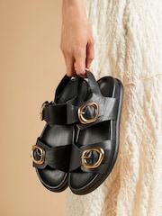 Jones Bootmaker Juneau Buckled Black Sandals - Image 1 of 7