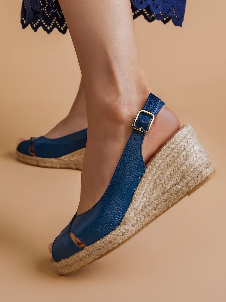 Azul - Jones Bootmaker Blue Raquelle Leather Heeled Espadrilles - Imagen 1 de 7 Azul - Jones Bootmaker Blue Raquelle Leather Heeled Espadrilles - Imagen 1 de 7
