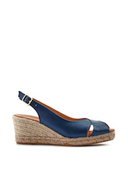 Jones Bootmaker Blue Raquelle Leather Heeled Espadrilles - Image 3 of 7