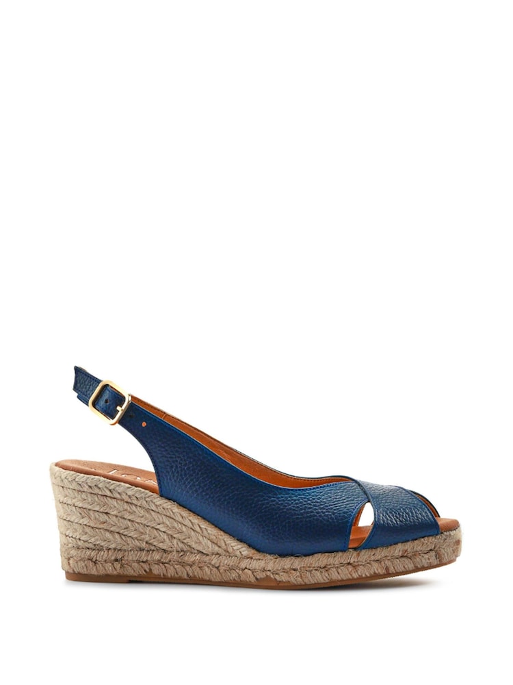 Jones Bootmaker Blue Raquelle Leather Heeled Espadrilles - Image 2 of 6