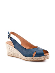 Jones Bootmaker Blue Raquelle Leather Heeled Espadrilles - Image 4 of 7