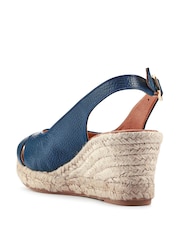 Jones Bootmaker Blue Raquelle Leather Heeled Espadrilles - Image 5 of 7