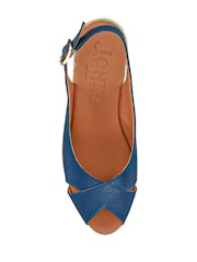 Jones Bootmaker Blue Raquelle Leather Heeled Espadrilles - Image 6 of 7