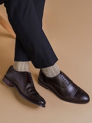 Marrón - Zapatos de vestir negros con cordones y diseño de cuero Gents de Jones Bootmaker - Imagen 1 de 5